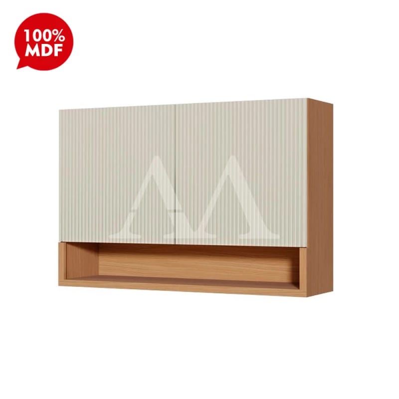 Armário Aéreo Ripado com Prateleira Aberta