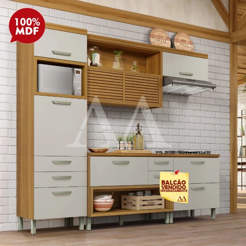 Cozinha Completa Ripada com Torre Lateral