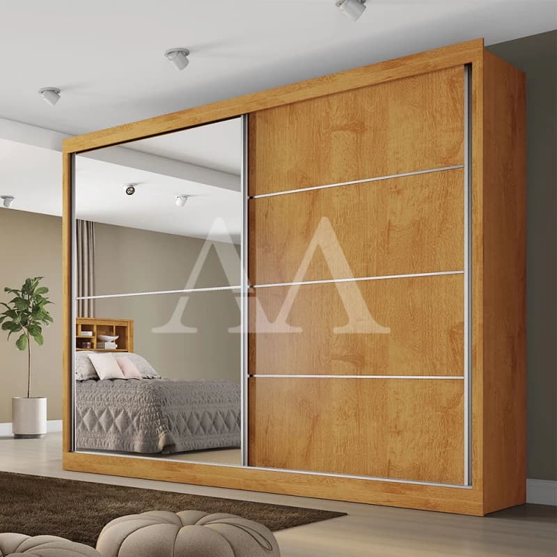 Guarda-roupa Natural 2 Portas de Correr