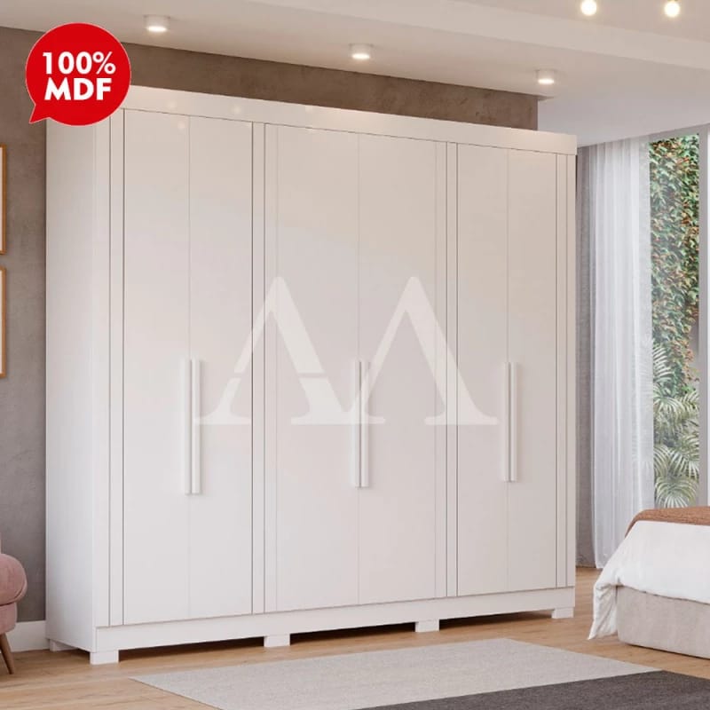 Guarda-roupa 6 Portas Branco com Molduras