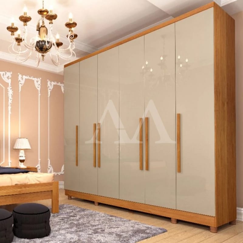 Guarda-roupa 6 Portas Off-White com Pés Palito