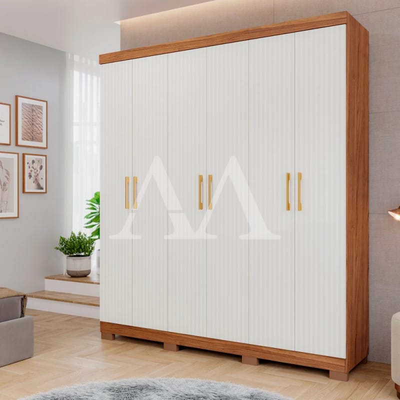 Guarda-roupa 6 Portas Ripadas Verticais