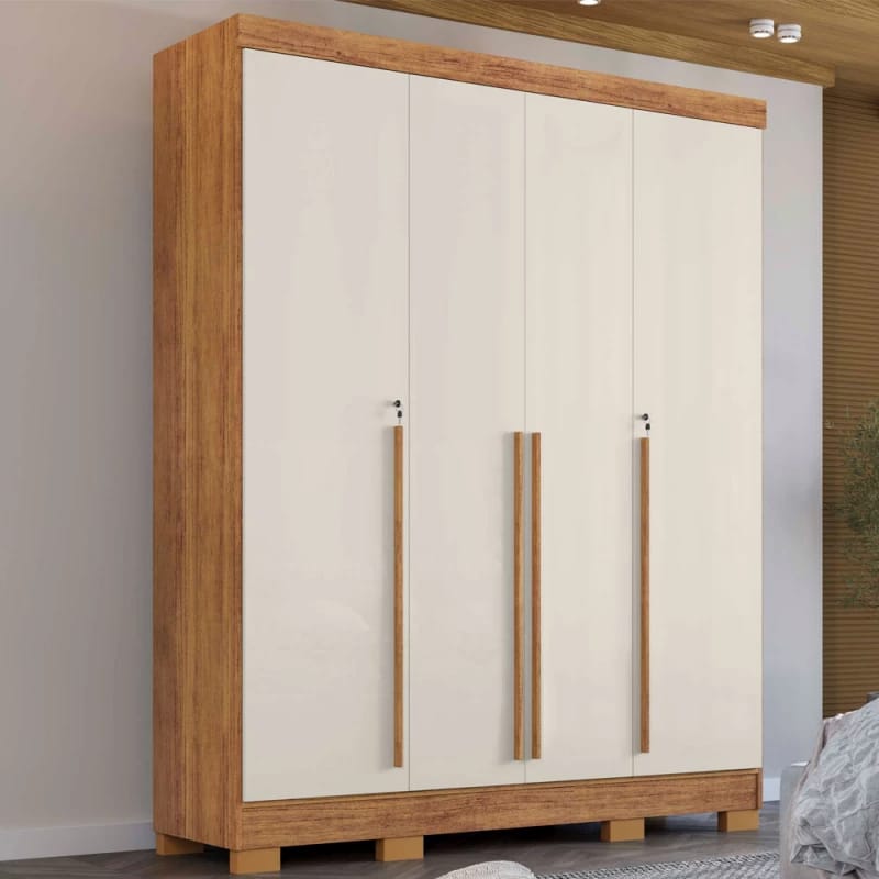 Guarda-roupa 6 Portas Natural com Pés Robustos