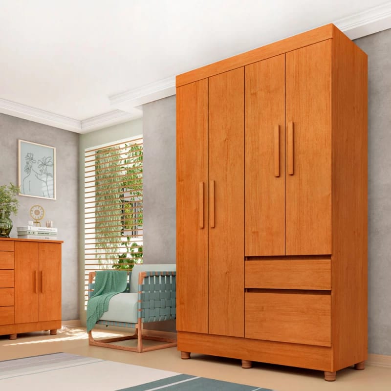 Guarda-roupa Laranja Moderno 4 Portas